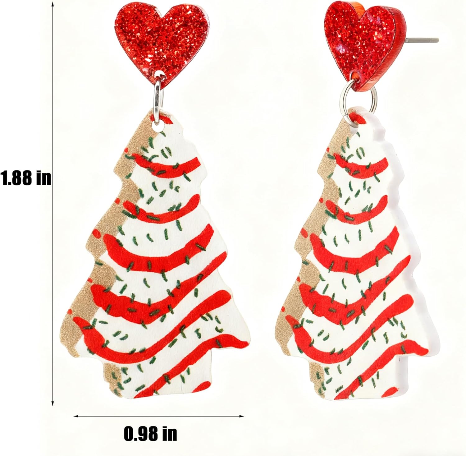 Christmas Tree Cake Earrings for Women Cute Funny Acrylic Xmas New Year Party Holiday Earring - QIAO Crystal我的商店QIAO Crystal