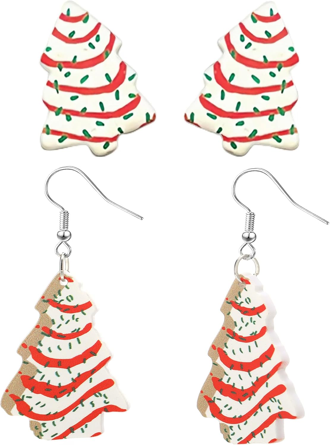 Christmas Tree Cake Earrings for Women Cute Funny Acrylic Xmas New Year Party Holiday Earring - QIAO Crystal我的商店QIAO Crystal