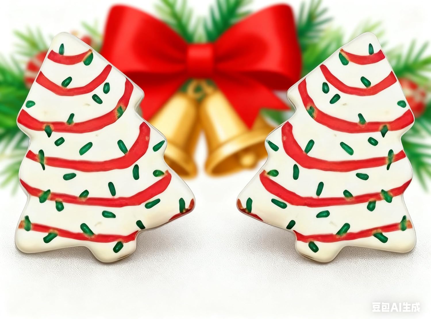 Christmas Tree Cake Earrings for Women Cute Funny Acrylic Xmas New Year Party Holiday Earring - QIAO Crystal我的商店QIAO Crystal