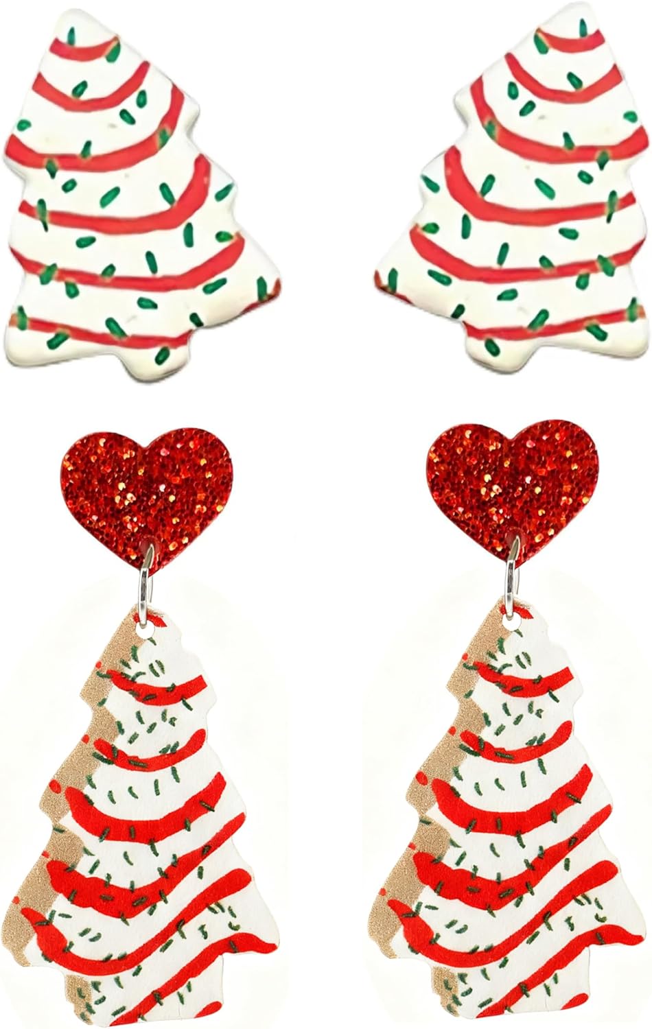 Christmas Tree Cake Earrings for Women Cute Funny Acrylic Xmas New Year Party Holiday Earring - QIAO Crystal我的商店QIAO Crystal