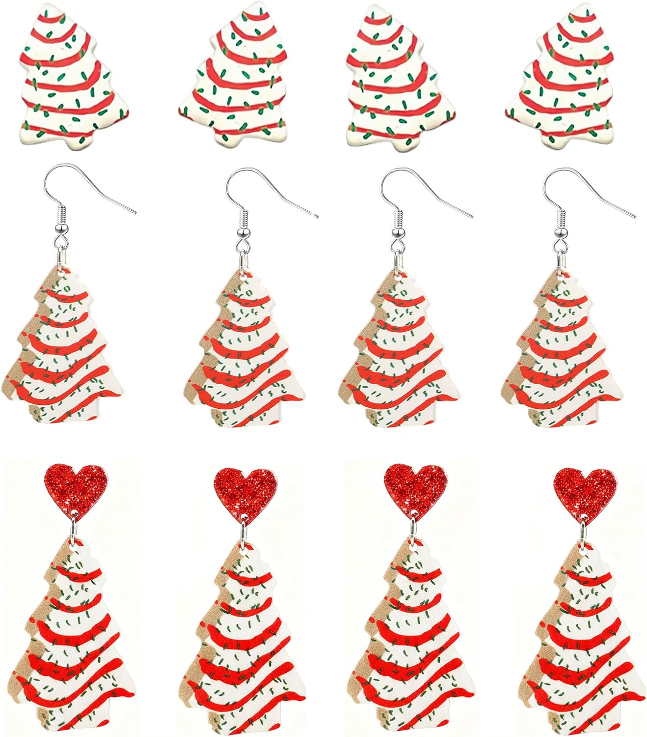 Christmas Tree Cake Earrings for Women Cute Funny Acrylic Xmas New Year Party Holiday Earring - QIAO Crystal我的商店QIAO Crystal
