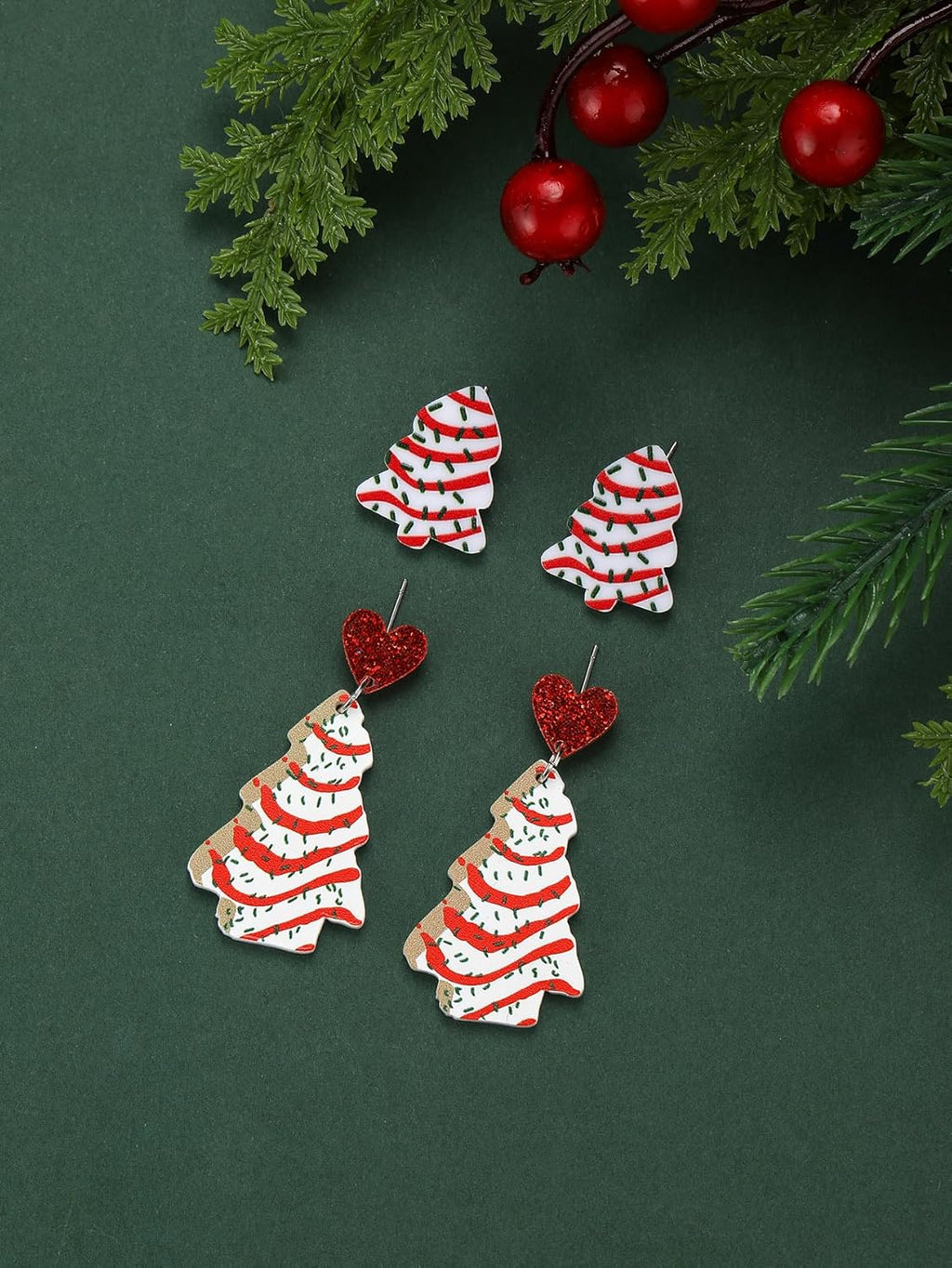 Christmas Tree Cake Earrings for Women Cute Funny Acrylic Xmas New Year Party Holiday Earring - QIAO Crystal我的商店QIAO Crystal
