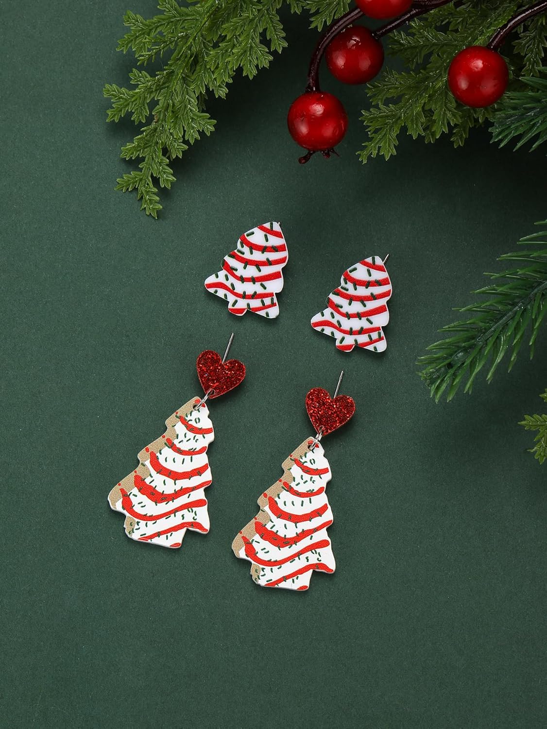 Christmas Tree Cake Earrings for Women Cute Funny Acrylic Xmas New Year Party Holiday Earring - QIAO Crystal我的商店QIAO Crystal
