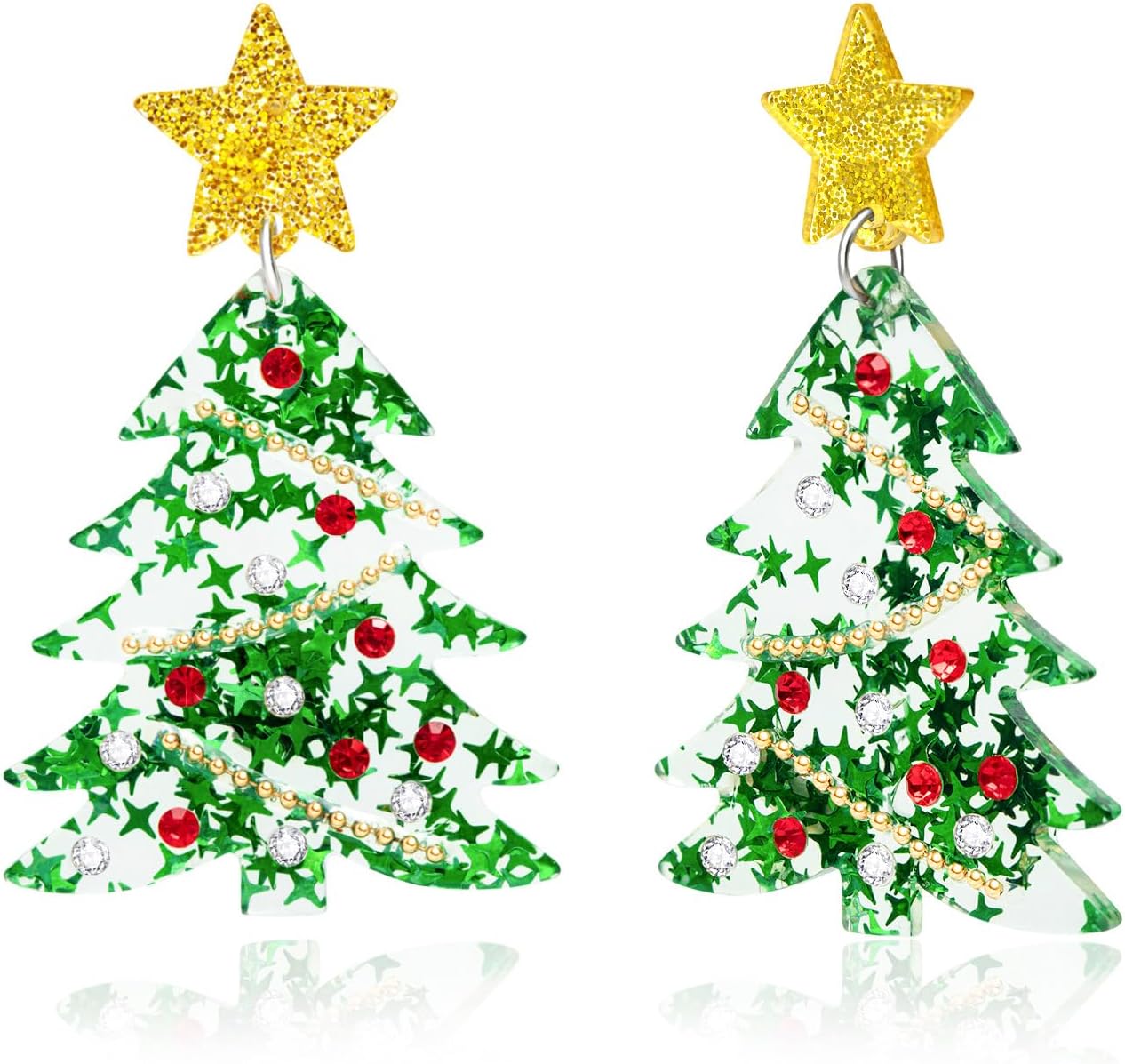 Christmas Tree Earrings Acrylic Christmas Earrings for Women Xmas Drop Dangle Earring Christmas Jewelry Gift - 我的商店我的商店我的商店