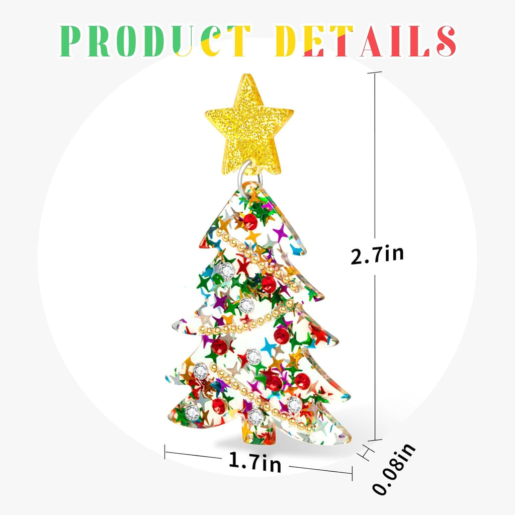 Christmas Tree Earrings Acrylic Christmas Earrings for Women Xmas Drop Dangle Earring Christmas Jewelry Gift - 我的商店我的商店我的商店