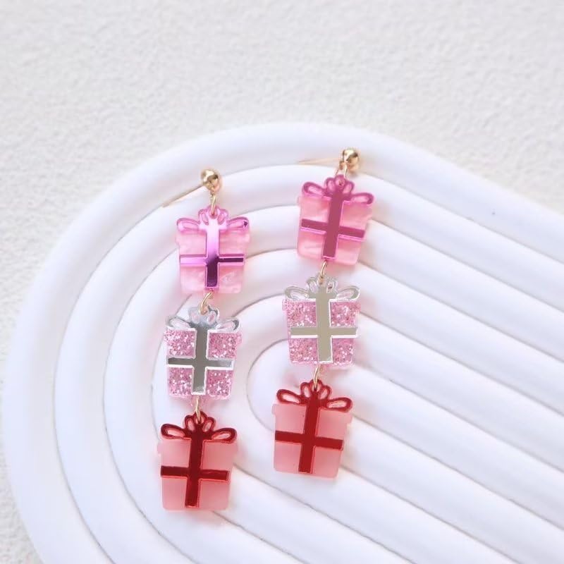 Christmas Tree Earrings Acrylic Colorful Sparkle Christmas Holiday Earrings Glitter Cute Funny For Women Fashion Jewelry Gift - QIAO Crystal我的商店QIAO Crystal