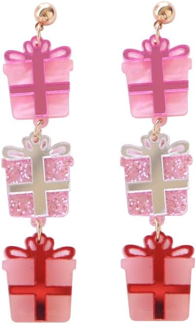 Christmas Tree Earrings Acrylic Colorful Sparkle Christmas Holiday Earrings Glitter Cute Funny For Women Fashion Jewelry Gift - QIAO Crystal我的商店QIAO Crystal
