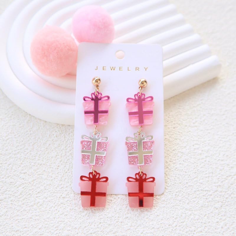 Christmas Tree Earrings Acrylic Colorful Sparkle Christmas Holiday Earrings Glitter Cute Funny For Women Fashion Jewelry Gift - QIAO Crystal我的商店QIAO Crystal