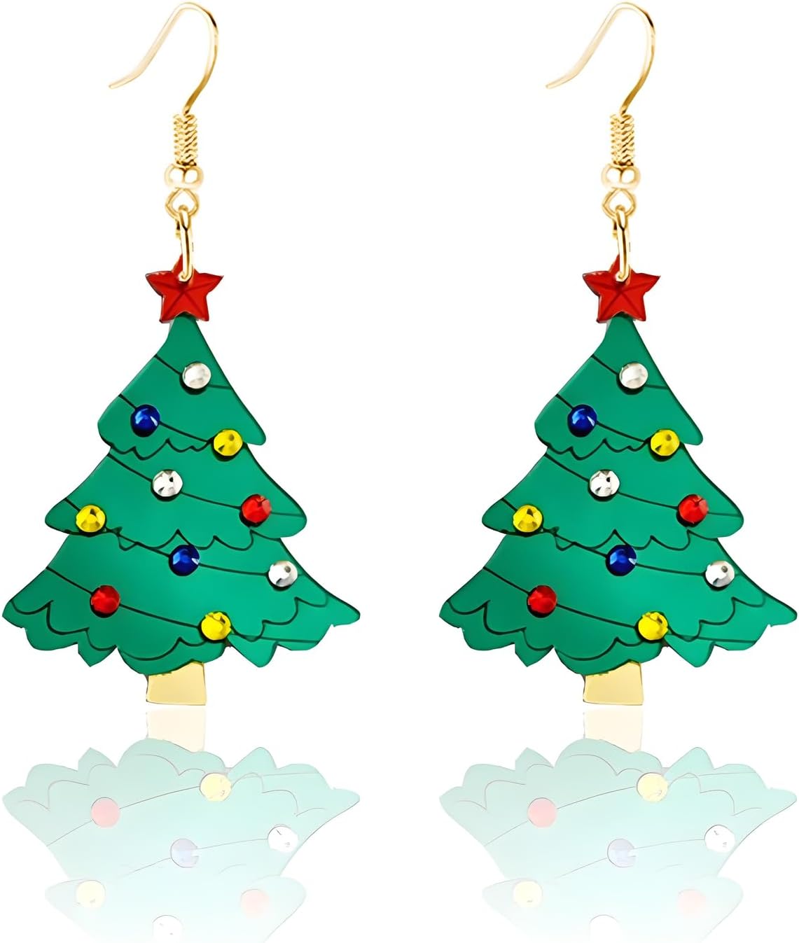Christmas Tree Earrings for Women Creative Red Green Xmas Tree Drop Dangle Earrings Christmas Party Jewelry Holiday Accessory - QIAO Crystal我的商店QIAO Crystal
