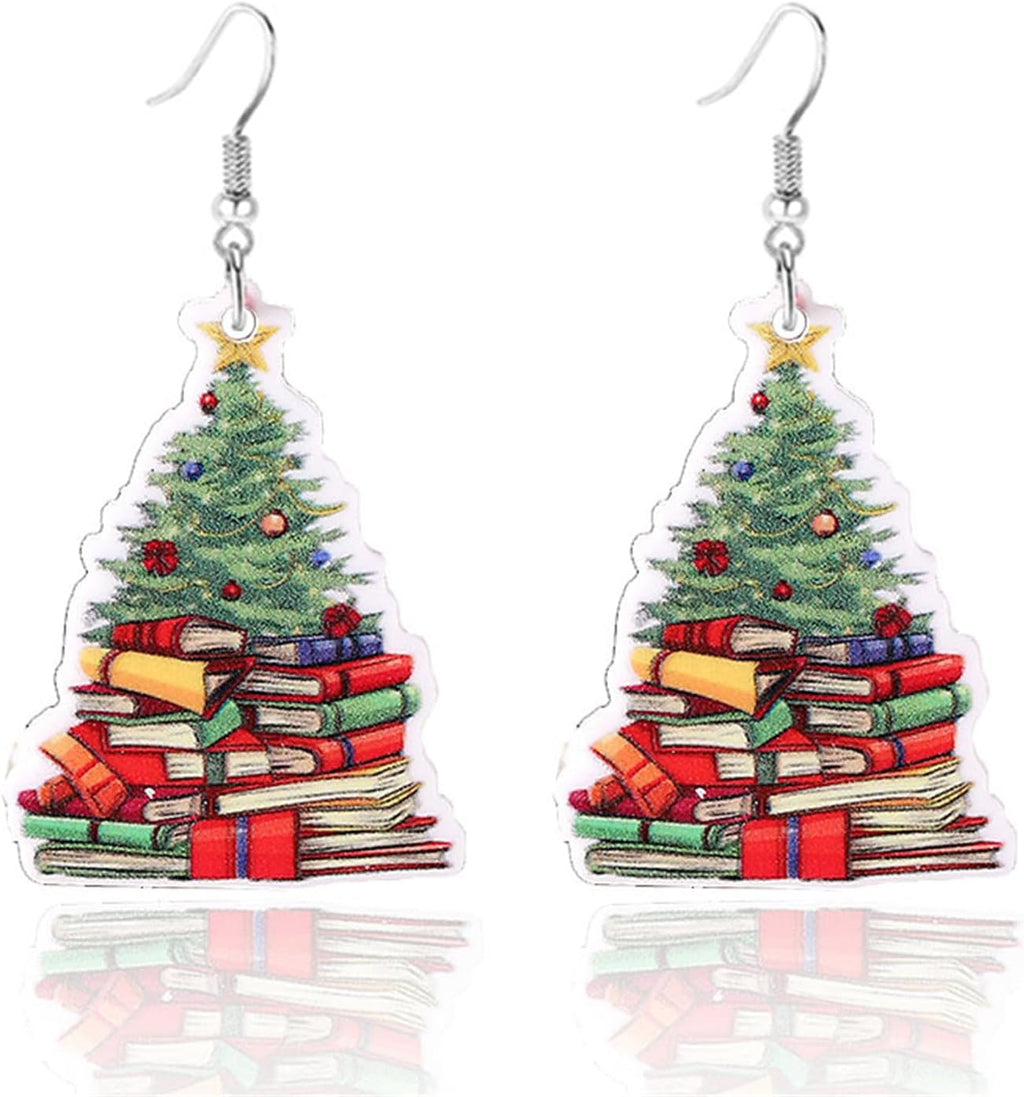 Christmas Tree Earrings for Women Creative Red Green Xmas Tree Drop Dangle Earrings Christmas Party Jewelry Holiday Accessory - QIAO Crystal我的商店QIAO Crystal
