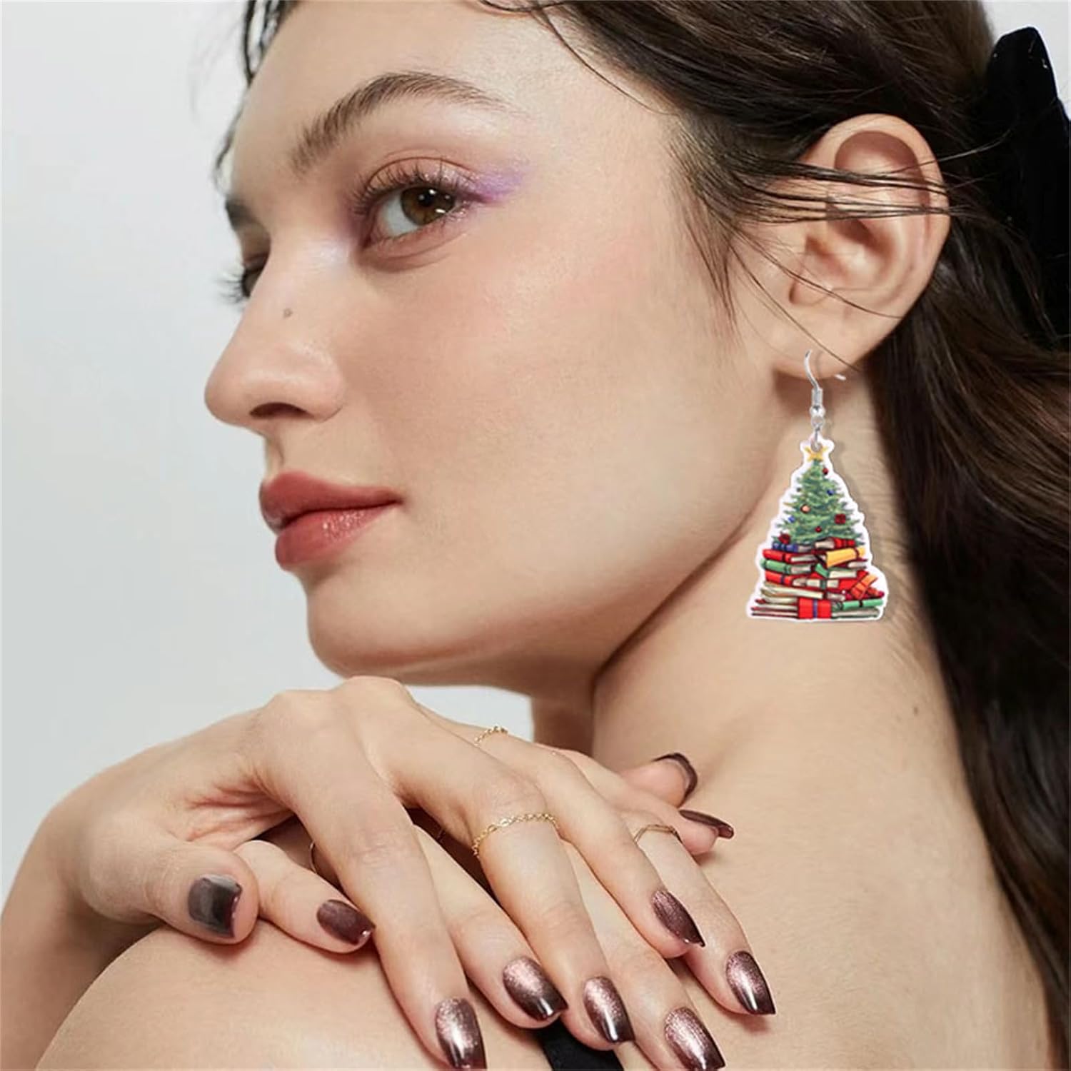 Christmas Tree Earrings for Women Creative Red Green Xmas Tree Drop Dangle Earrings Christmas Party Jewelry Holiday Accessory - QIAO Crystal我的商店QIAO Crystal