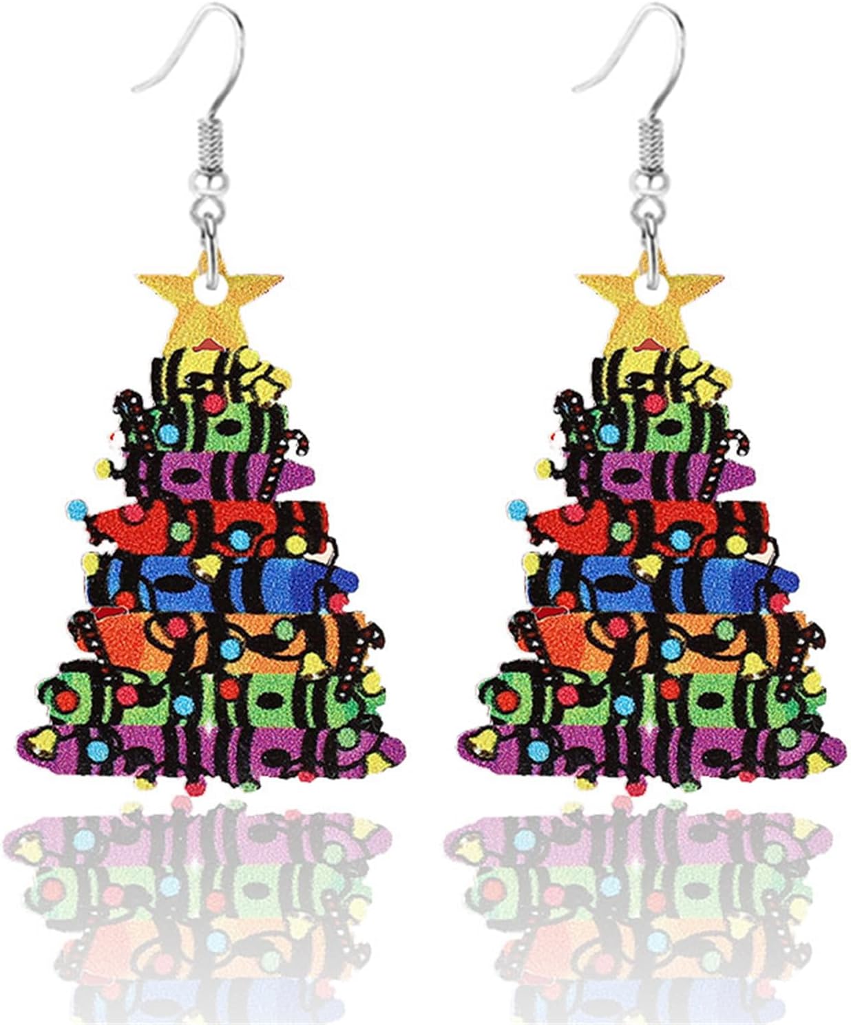 Christmas Tree Earrings for Women Creative Red Green Xmas Tree Drop Dangle Earrings Christmas Party Jewelry Holiday Accessory - QIAO Crystal我的商店QIAO Crystal