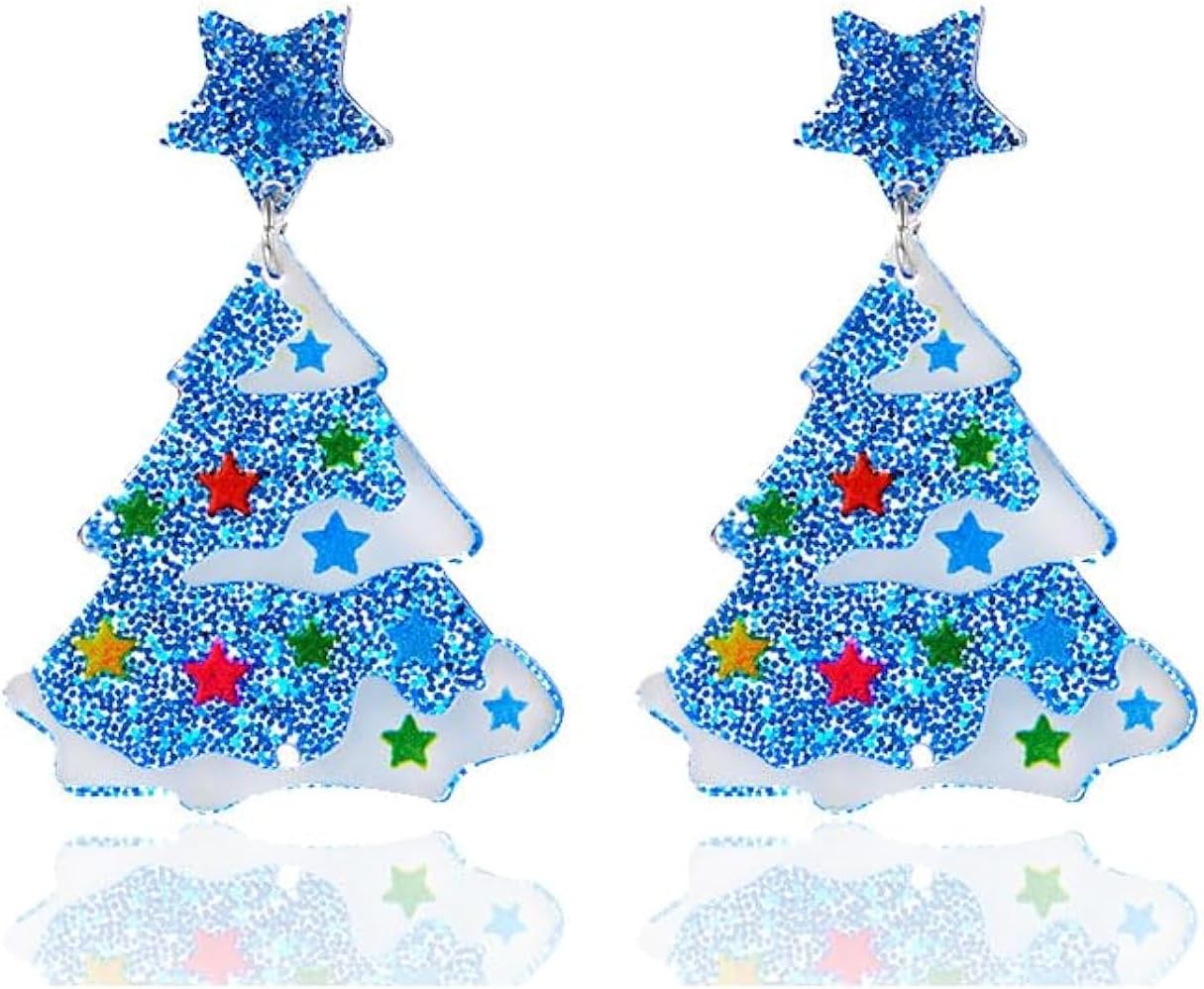 Christmas Tree Earrings for Women Creative Red Green Xmas Tree Drop Dangle Earrings Christmas Party Jewelry Holiday Accessory - QIAO Crystal我的商店QIAO Crystal