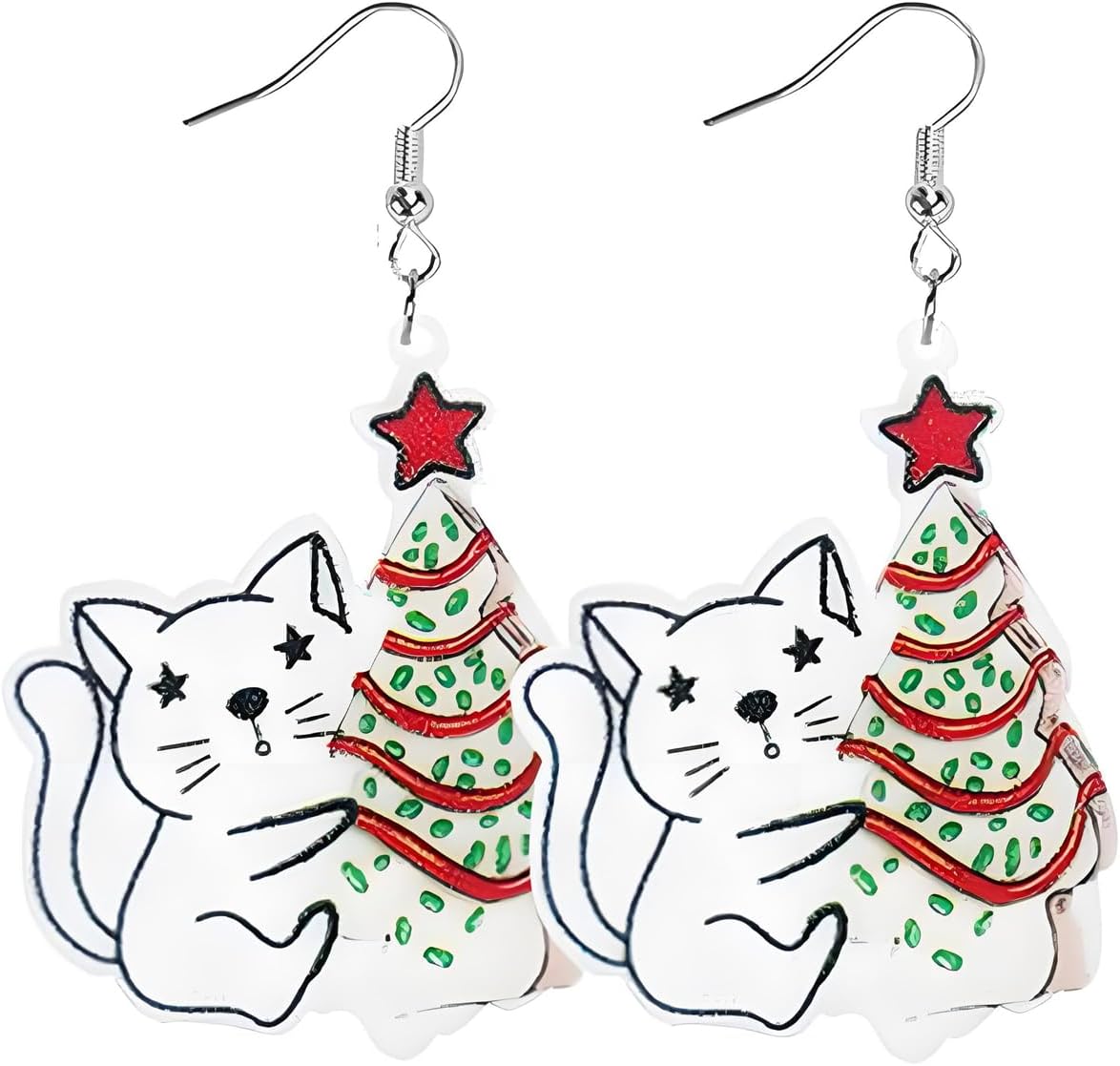 Christmas Tree Earrings for Women Cute Sparkly Acrylic Snowflake Stars Gloves Socks Glitter Lightweight Stud Earrings Party Jewelry Festival Decoration - 我的商店我的商店我的商店