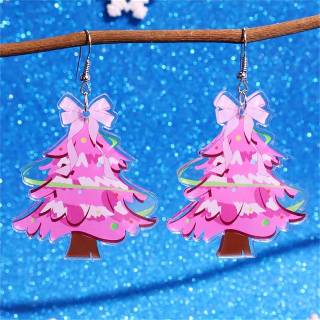Christmas Tree Earrings for Women Cute Sparkly Acrylic Snowflake Stars Gloves Socks Glitter Lightweight Stud Earrings Party Jewelry Festival Decoration - 我的商店我的商店我的商店