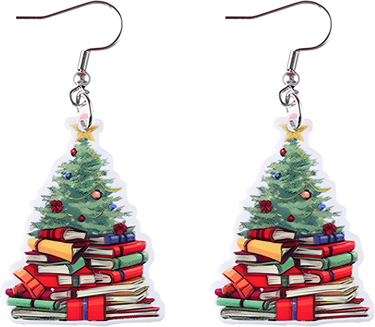 Christmas Tree Earrings for Women Cute Sparkly Acrylic Snowflake Stars Gloves Socks Glitter Lightweight Stud Earrings Party Jewelry Festival Decoration - 我的商店我的商店我的商店