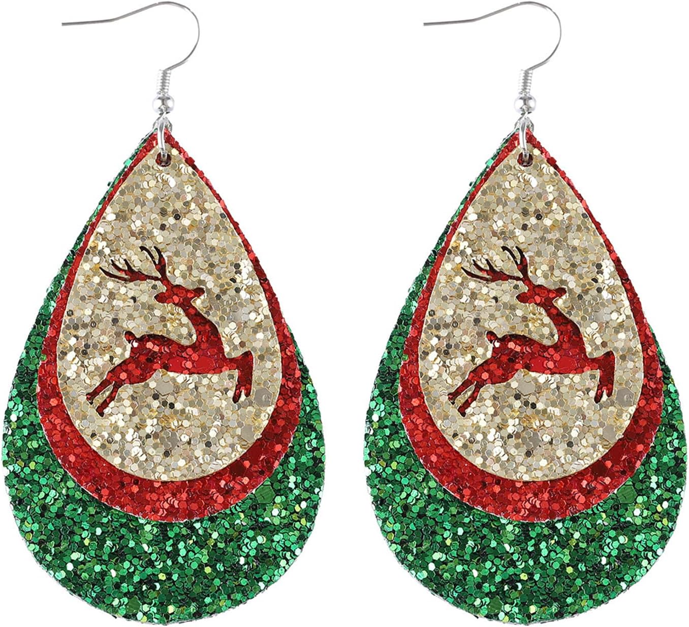 Christmas Tree Earrings for Women Cute Sparkly Acrylic Snowflake Stars Gloves Socks Glitter Lightweight Stud Earrings Party Jewelry Festival Decoration - 我的商店我的商店我的商店