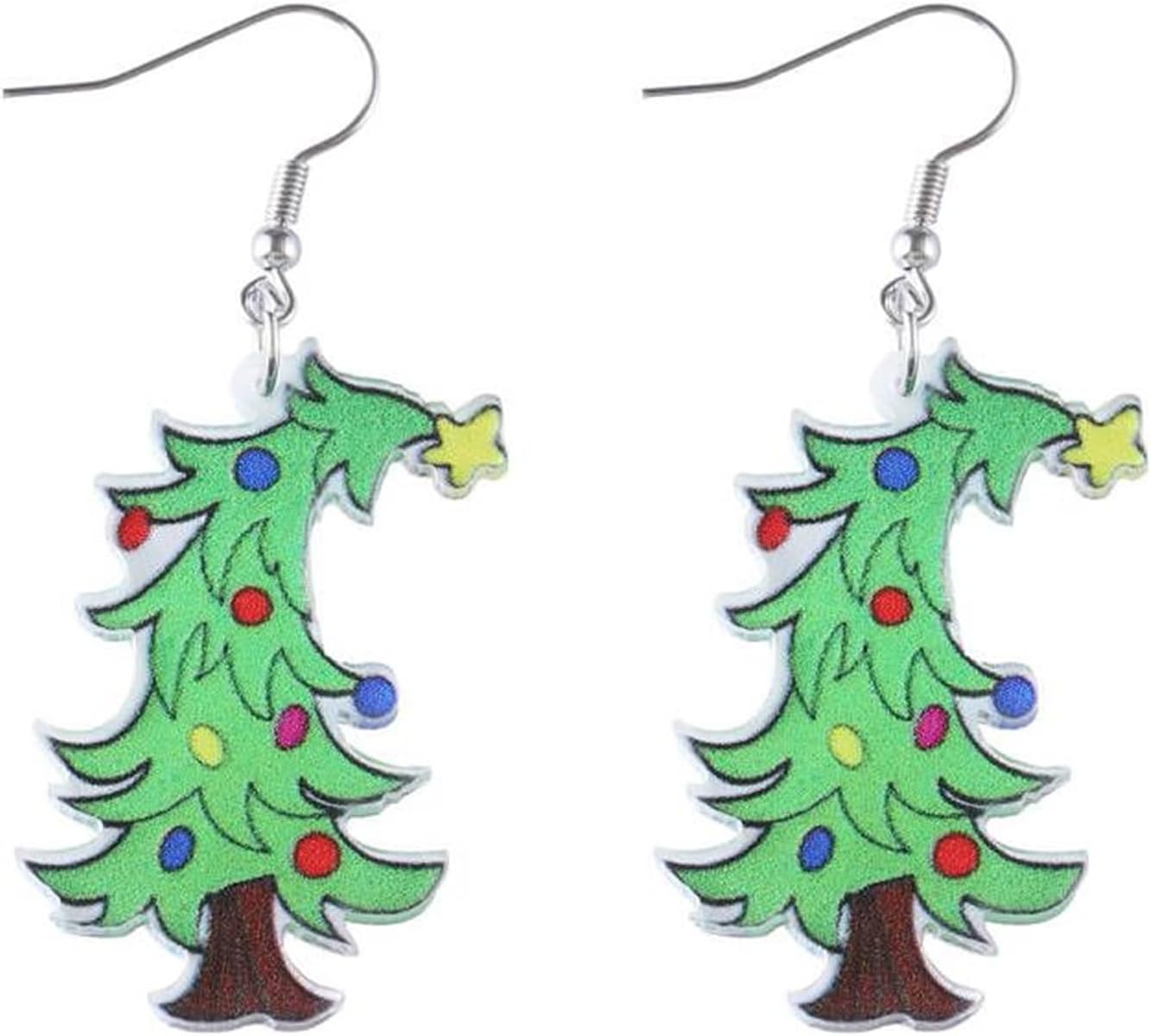 Christmas Tree Earrings for Women Cute Sparkly Acrylic Snowflake Stars Gloves Socks Glitter Lightweight Stud Earrings Party Jewelry Festival Decoration - 我的商店我的商店我的商店