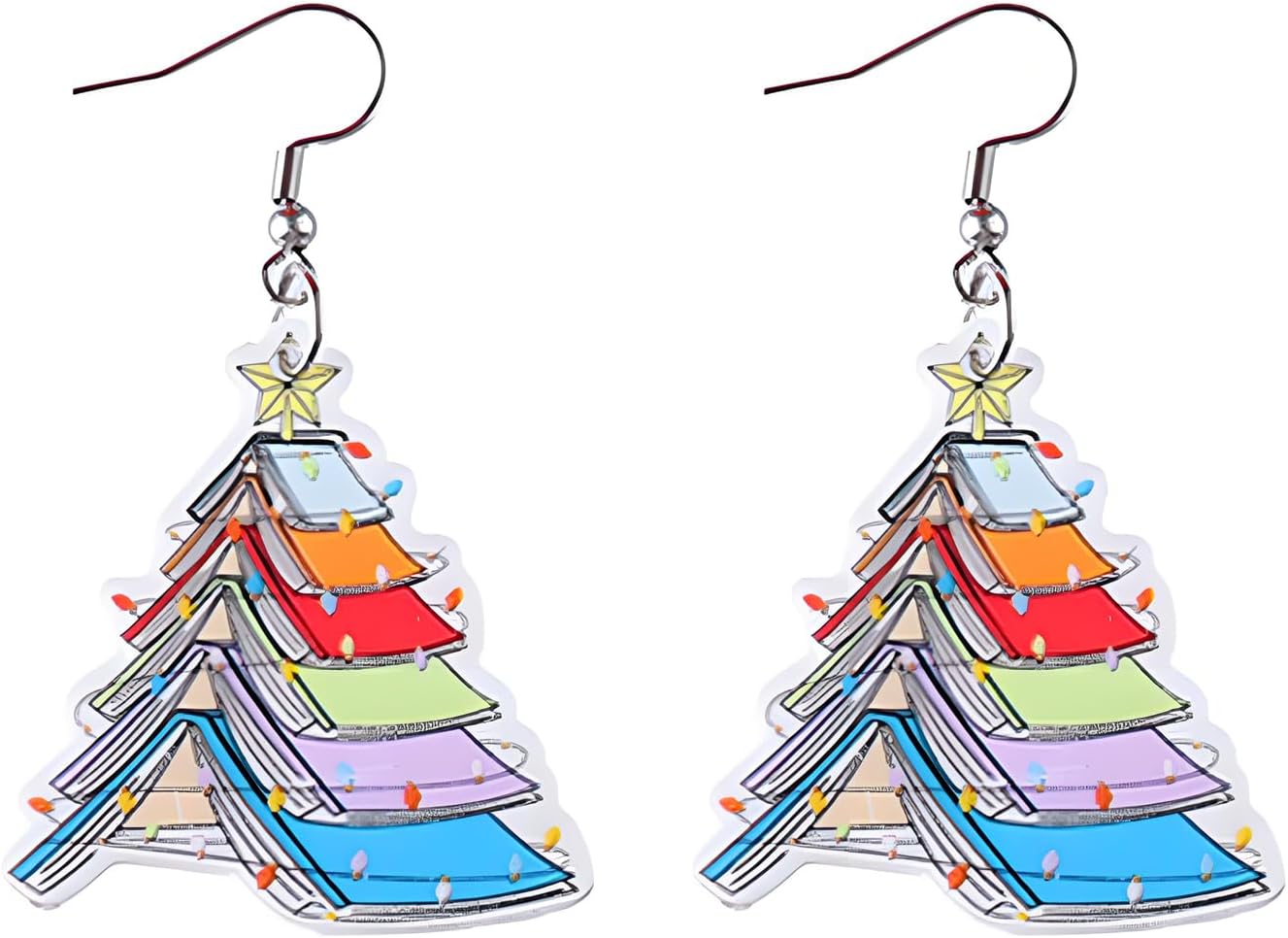 Christmas Tree Earrings for Women Cute Sparkly Acrylic Snowflake Stars Gloves Socks Glitter Lightweight Stud Earrings Party Jewelry Festival Decoration - 我的商店我的商店我的商店