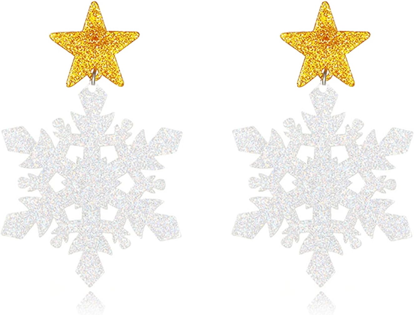 Christmas Tree Earrings for Women Cute Sparkly Acrylic Snowflake Stars Gloves Socks Glitter Lightweight Stud Earrings Party Jewelry Festival Decoration - 我的商店我的商店我的商店