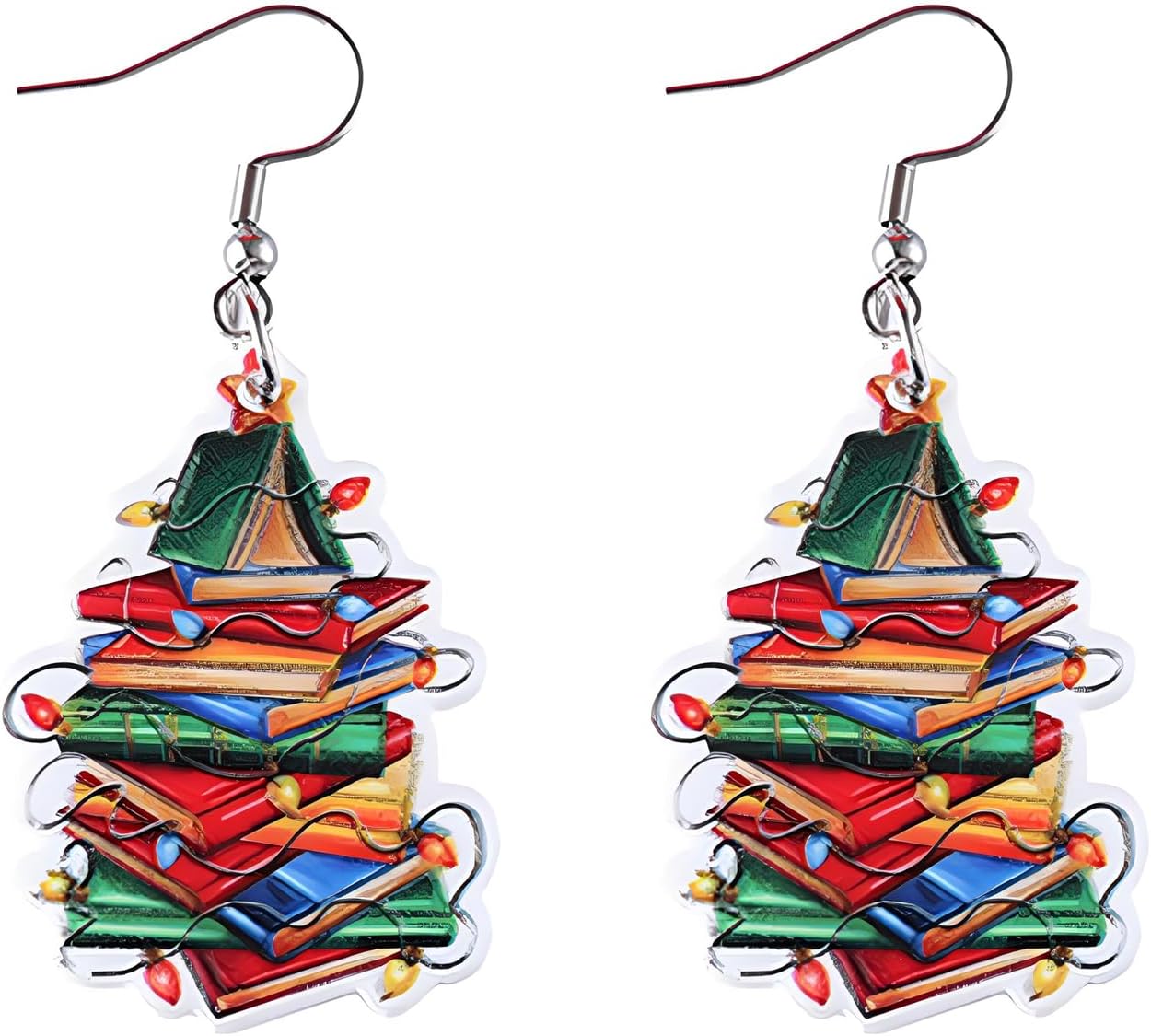 Christmas Tree Earrings for Women Cute Sparkly Acrylic Snowflake Stars Gloves Socks Glitter Lightweight Stud Earrings Party Jewelry Festival Decoration - 我的商店我的商店我的商店
