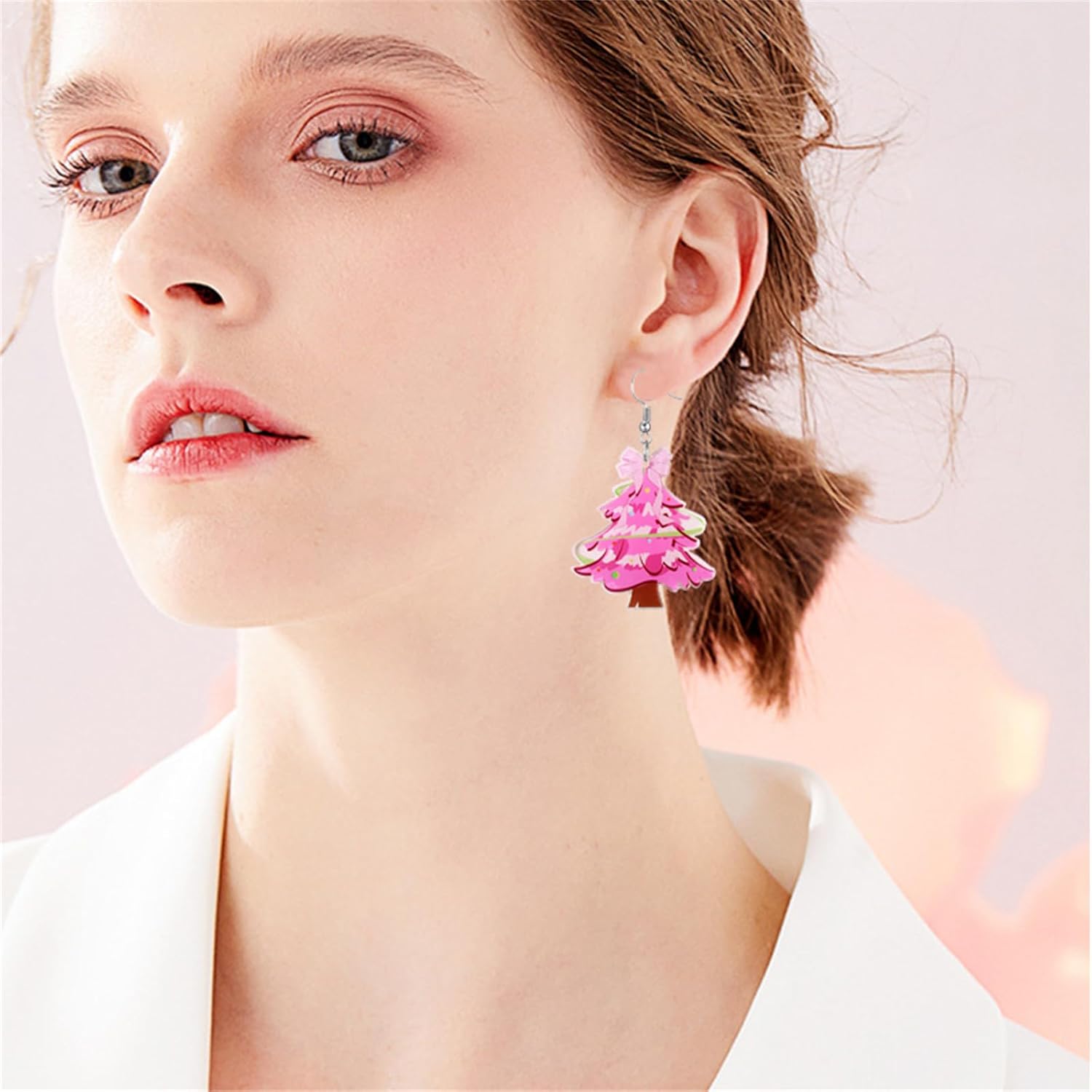 Christmas Tree Earrings for Women Cute Sparkly Acrylic Snowflake Stars Gloves Socks Glitter Lightweight Stud Earrings Party Jewelry Festival Decoration - 我的商店我的商店我的商店