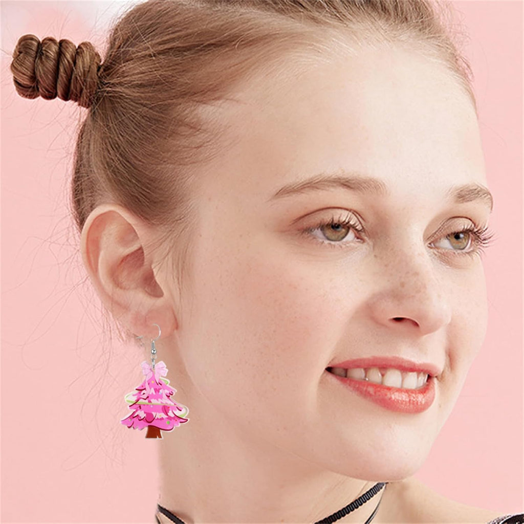 Christmas Tree Earrings for Women Cute Sparkly Acrylic Snowflake Stars Gloves Socks Glitter Lightweight Stud Earrings Party Jewelry Festival Decoration - 我的商店我的商店我的商店