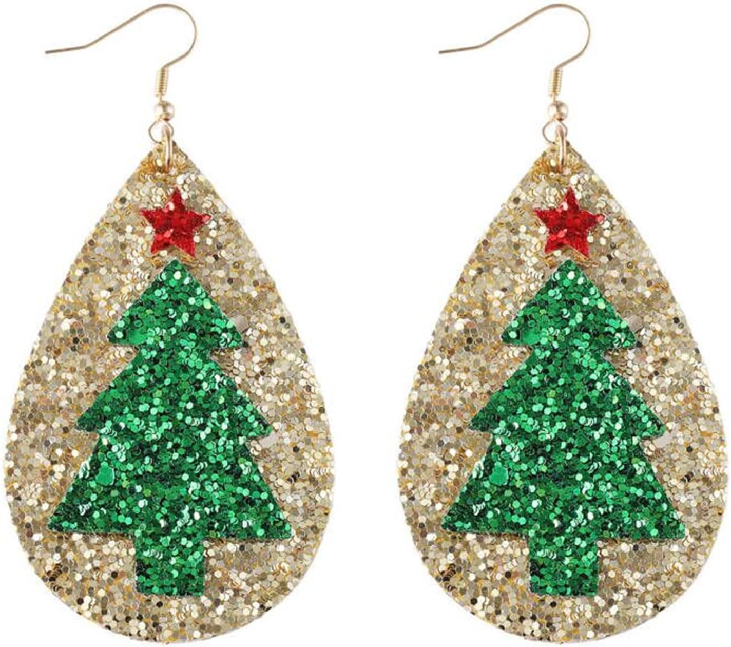 Christmas Tree Earrings for Women Cute Sparkly Acrylic Snowflake Stars Gloves Socks Glitter Lightweight Stud Earrings Party Jewelry Festival Decoration - 我的商店我的商店我的商店
