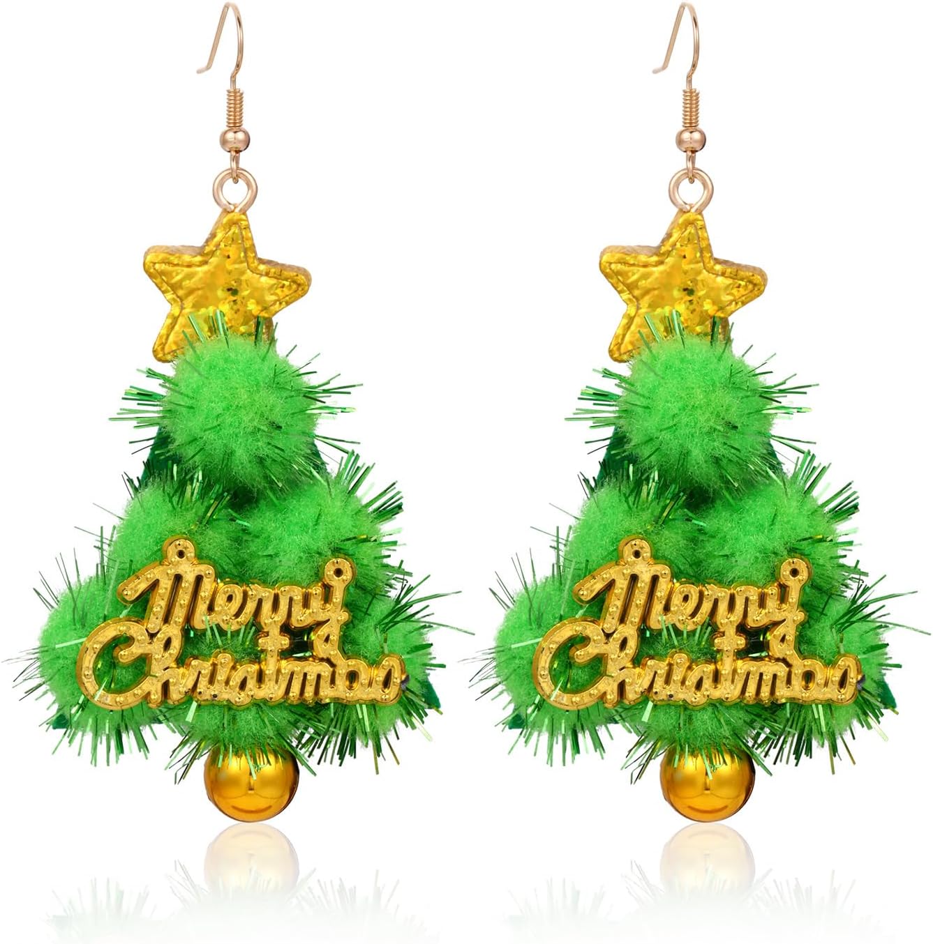 Christmas Tree Earrings for Women Cute Sparkly Acrylic Snowflake Stars Gloves Socks Glitter Lightweight Stud Earrings Party Jewelry Festival Decoration - 我的商店我的商店我的商店