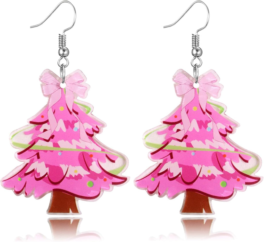 Christmas Tree Earrings for Women Cute Sparkly Acrylic Snowflake Stars Gloves Socks Glitter Lightweight Stud Earrings Party Jewelry Festival Decoration - 我的商店我的商店我的商店