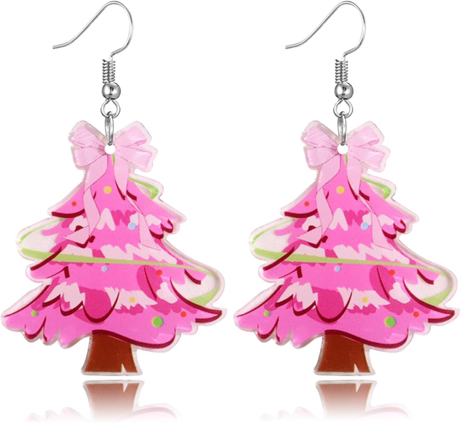 Christmas Tree Earrings for Women Cute Sparkly Acrylic Snowflake Stars Gloves Socks Glitter Lightweight Stud Earrings Party Jewelry Festival Decoration - 我的商店我的商店我的商店