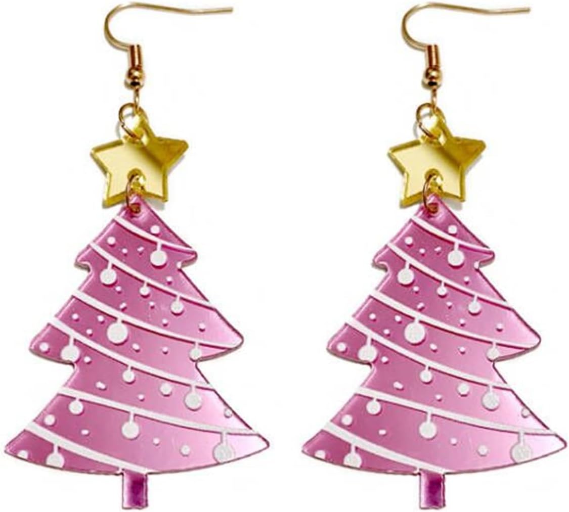 Christmas Tree Earrings for Women Cute Sparkly Acrylic Snowflake Stars Gloves Socks Glitter Lightweight Stud Earrings Party Jewelry Festival Decoration - 我的商店我的商店我的商店