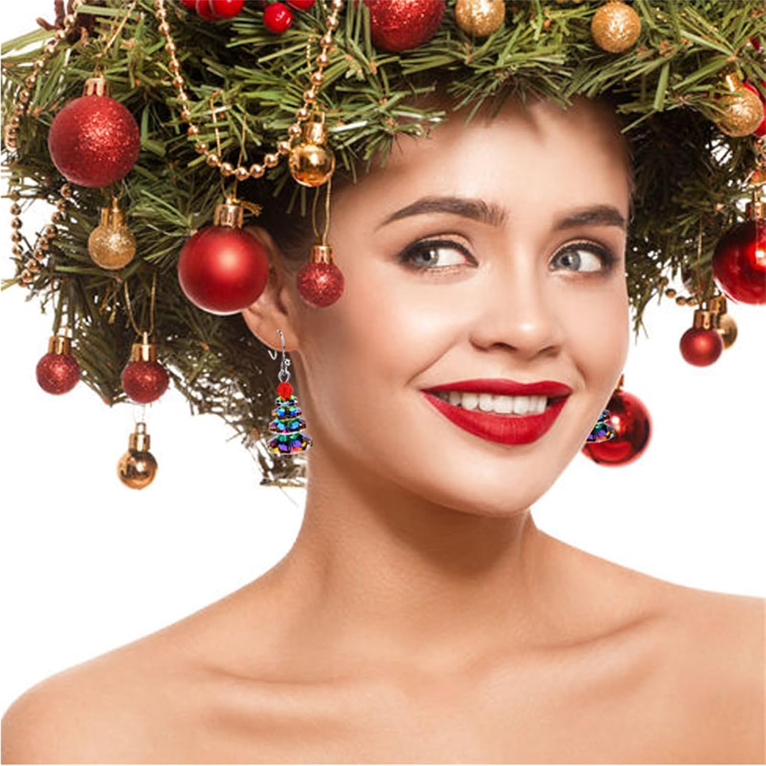 Christmas Tree Earrings for Women Girls Cute Handmade Crystal Christmas Tree Cake Dangle Drop Holiday Earrings Xmas Merry Christmas Winter Jewelry Gifts - QIAO Crystal我的商店QIAO Crystal