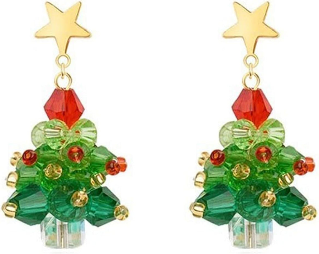 Christmas Tree Earrings for Women Girls Cute Handmade Crystal Christmas Tree Cake Dangle Drop Holiday Earrings Xmas Merry Christmas Winter Jewelry Gifts - QIAO Crystal我的商店QIAO Crystal