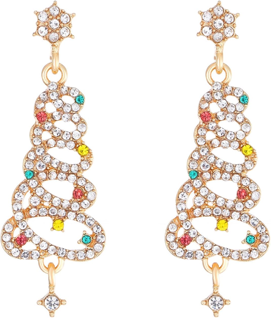 Christmas Tree Earrings for Women Unique Gold Rhinestone Crystal Christmas Tree Dangle Drop Earrings Exquisite Xmas Tree Earrings Christmas Party Jewelry Holiday Accessory - 我的商店我的商店我的商店