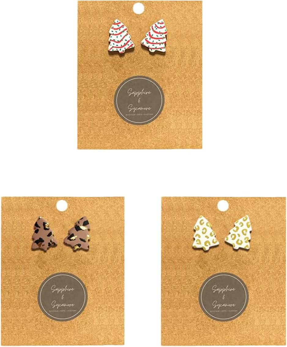 Christmas Tree Stud and Hoop Earrings - Acrylic Drop Dangle Jewelry With Gold Star, Green Tree, Santa Hat, Cute Alpaca - Festival Party Decoration - 我的商店我的商店我的商店