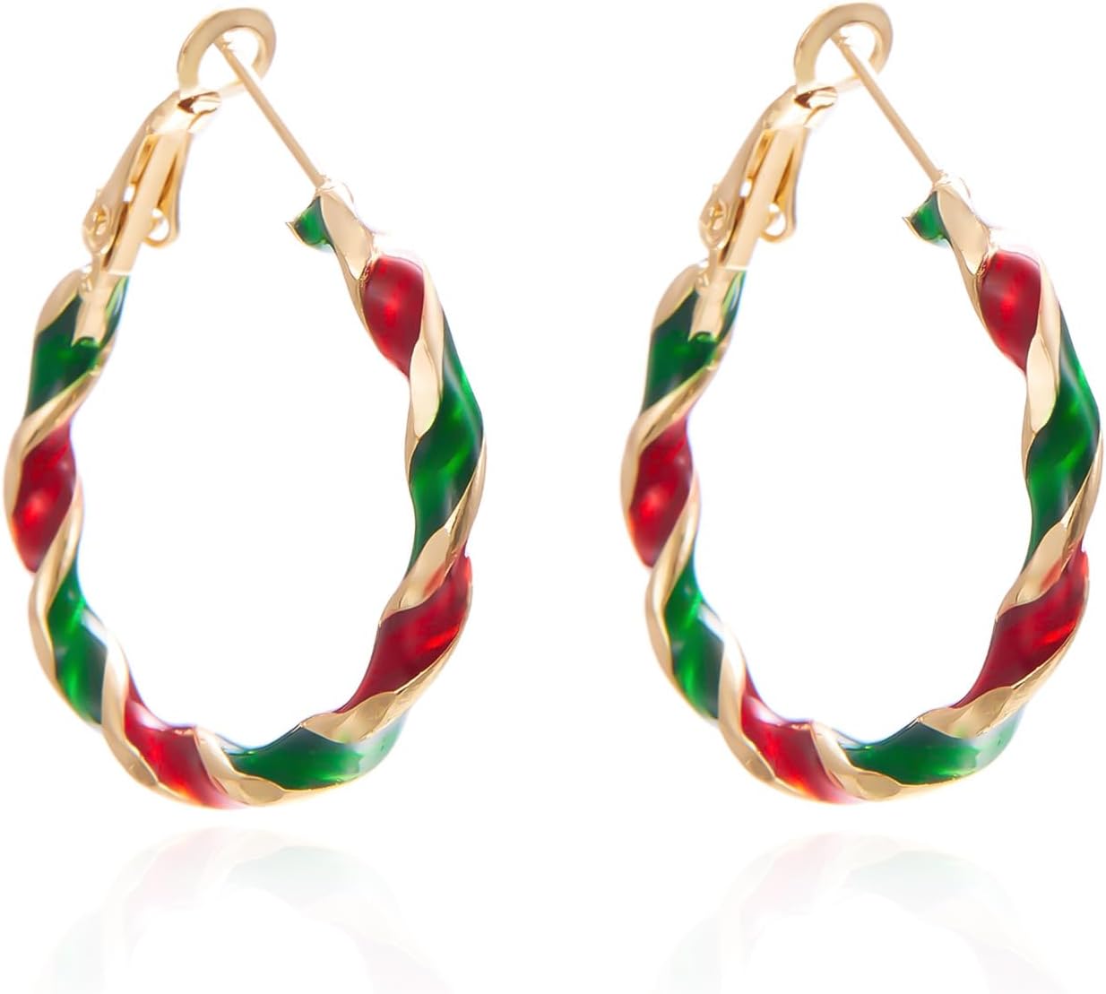 Christmas Tree Stud and Hoop Earrings - Acrylic Drop Dangle Jewelry With Gold Star, Green Tree, Santa Hat, Cute Alpaca - Festival Party Decoration - 我的商店我的商店我的商店