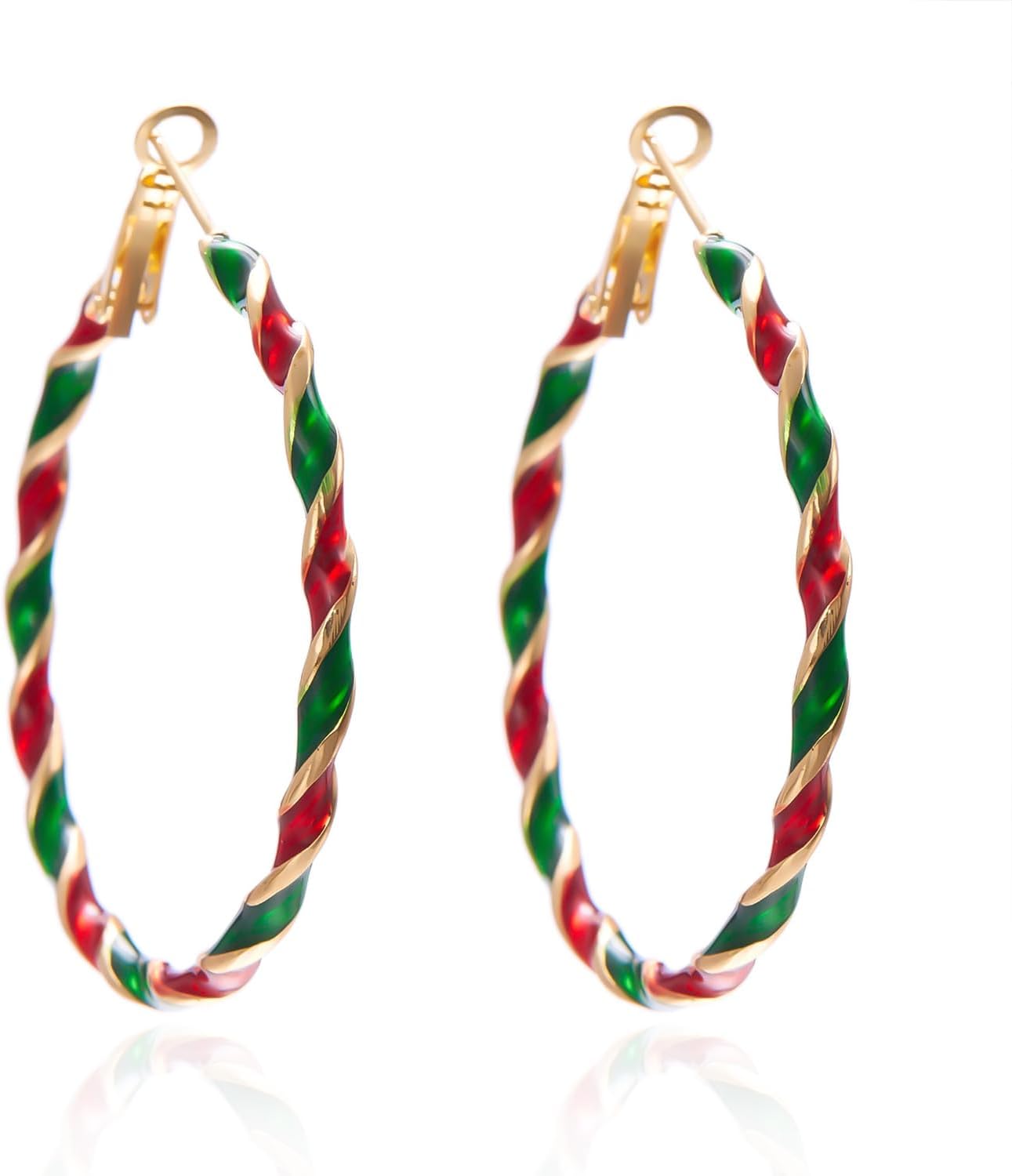 Christmas Tree Stud and Hoop Earrings - Acrylic Drop Dangle Jewelry With Gold Star, Green Tree, Santa Hat, Cute Alpaca - Festival Party Decoration - 我的商店我的商店我的商店