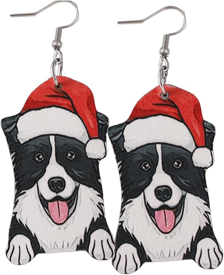 Christmas Wooden Earrings Cute Xmas Santa Claus Hippo Cow Hat Animals Drop Dangle Earrings for Women Lightweight Snowman Gingerbread Santa Tree Stud Earrings Holiday Jewelry Gift - QIAO Crystal我的商店QIAO Crystal