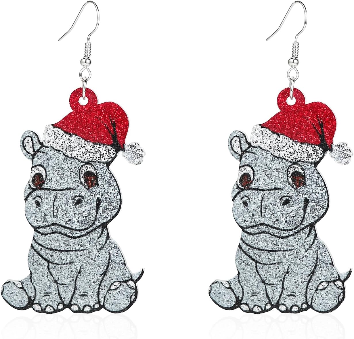 Christmas Wooden Earrings Cute Xmas Santa Claus Hippo Cow Hat Animals Drop Dangle Earrings for Women Lightweight Snowman Gingerbread Santa Tree Stud Earrings Holiday Jewelry Gift - QIAO Crystal我的商店QIAO Crystal