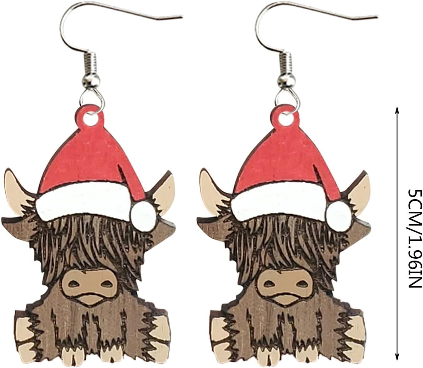 Christmas Wooden Earrings Cute Xmas Santa Claus Hippo Cow Hat Animals Drop Dangle Earrings for Women Lightweight Snowman Gingerbread Santa Tree Stud Earrings Holiday Jewelry Gift - QIAO Crystal我的商店QIAO Crystal