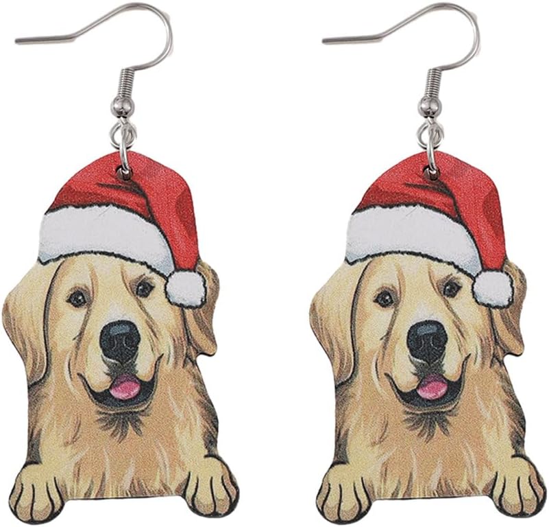 Christmas Wooden Earrings Cute Xmas Santa Claus Hippo Cow Hat Animals Drop Dangle Earrings for Women Lightweight Snowman Gingerbread Santa Tree Stud Earrings Holiday Jewelry Gift - QIAO Crystal我的商店QIAO Crystal