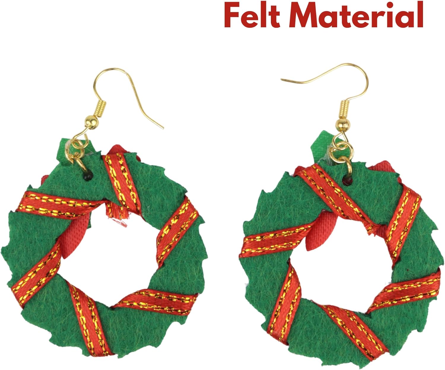 Christmas Wreath Dangle Earrings, Holiday Party Accessory, Festive Jewelry, 1.87 Inches - 我的商店我的商店我的商店