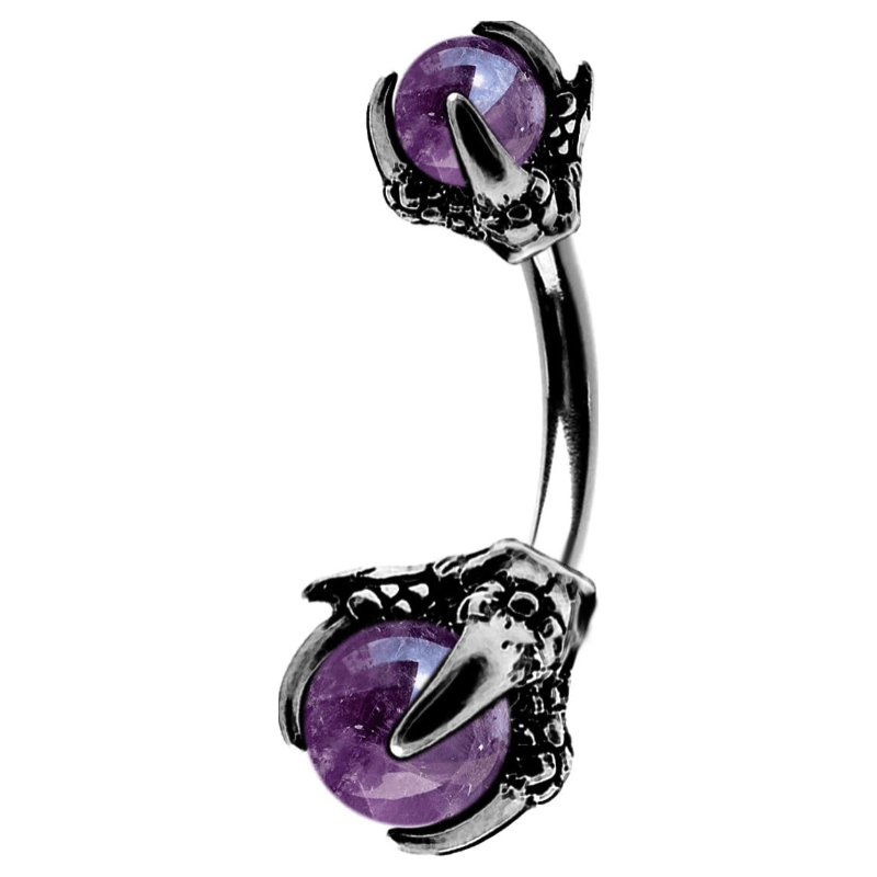 Claw Belly Button Rings 14G Surgical Steel Navel Piercing Jewelry Dragon Claws Holding Natural Stone Navel Belly Ring - QIAO Crystal我的商店QIAO Crystal