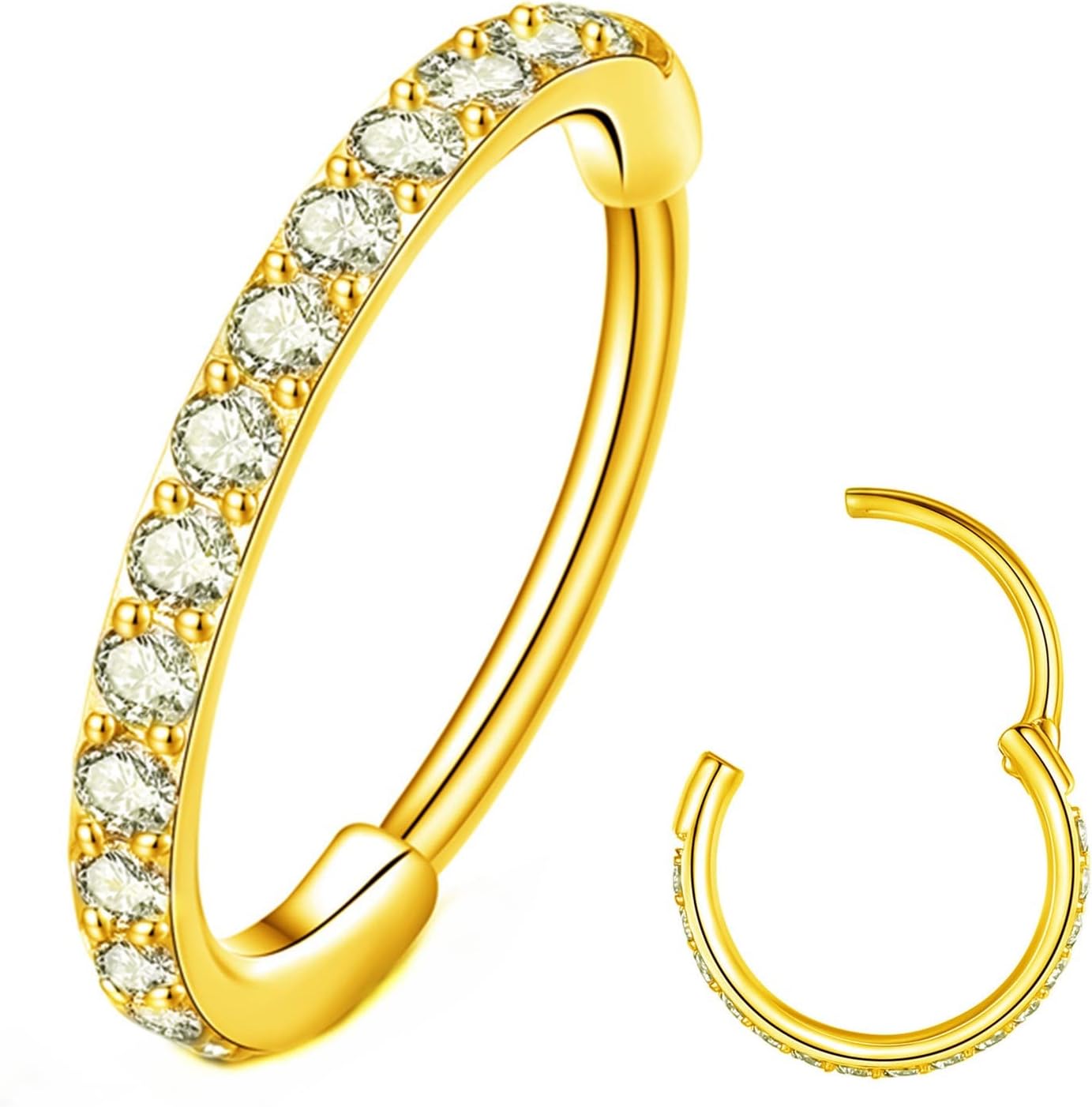 Clear CZ Nose Rings & Earrings - 316L Surgical Steel - Cartilage, Conch, Daith, Helix, Rook, Tragus, Lobe & Snug Body Piercing Jewelry - 20G, 18G - QIAO CrystalQIAO CrystalQIAO Crystal