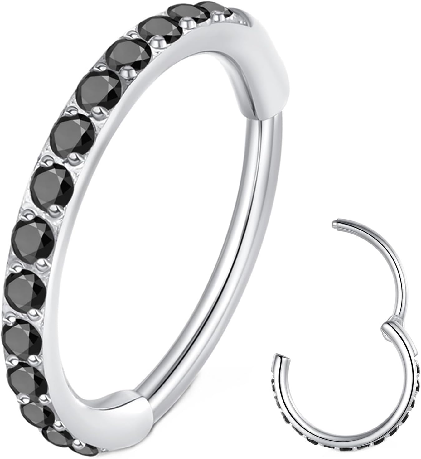 Clear CZ Nose Rings & Earrings - 316L Surgical Steel - Cartilage, Conch, Daith, Helix, Rook, Tragus, Lobe & Snug Body Piercing Jewelry - 20G, 18G - QIAO CrystalQIAO CrystalQIAO Crystal