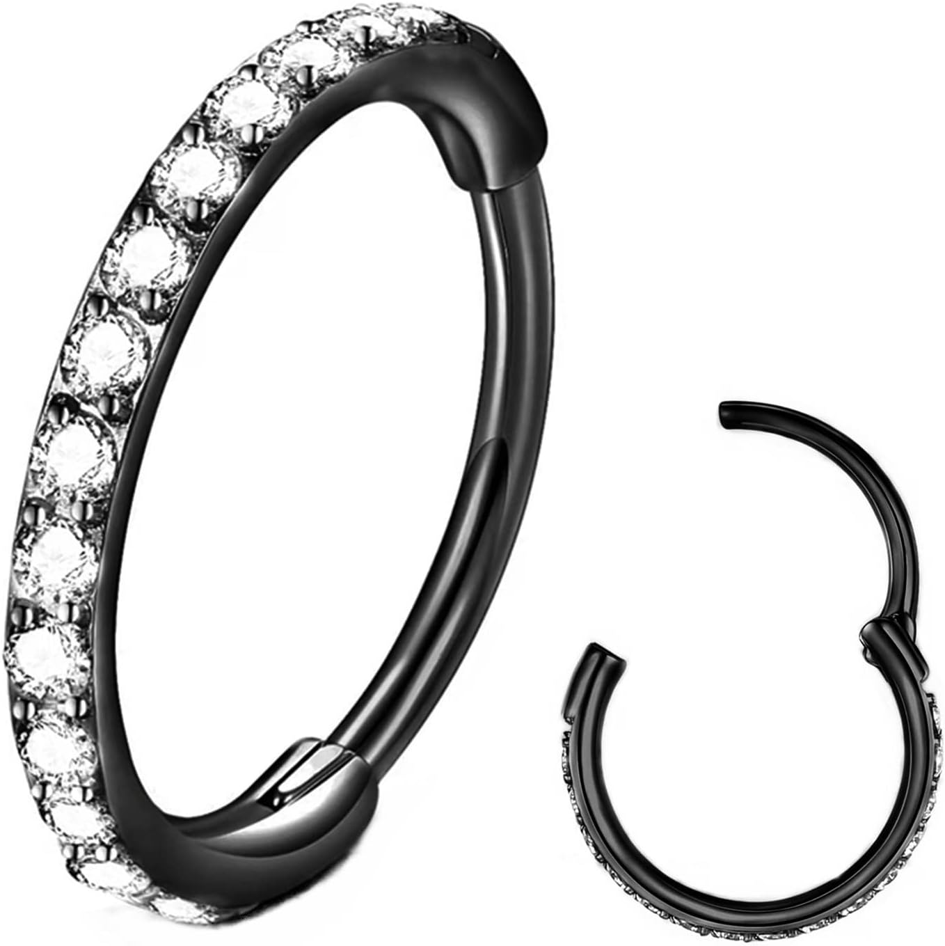 Clear CZ Nose Rings & Earrings - 316L Surgical Steel - Cartilage, Conch, Daith, Helix, Rook, Tragus, Lobe & Snug Body Piercing Jewelry - 20G, 18G - QIAO CrystalQIAO CrystalQIAO Crystal