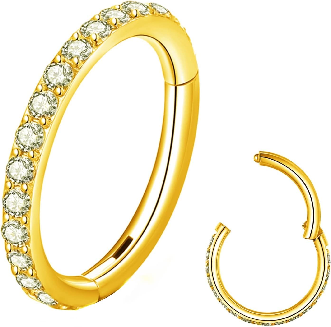 Clear CZ Nose Rings & Earrings - 316L Surgical Steel - Cartilage, Conch, Daith, Helix, Rook, Tragus, Lobe & Snug Body Piercing Jewelry - 20G, 18G - QIAO CrystalQIAO CrystalQIAO Crystal