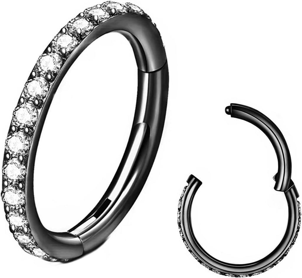 Clear CZ Nose Rings & Earrings - 316L Surgical Steel - Cartilage, Conch, Daith, Helix, Rook, Tragus, Lobe & Snug Body Piercing Jewelry - 20G, 18G - QIAO CrystalQIAO CrystalQIAO Crystal