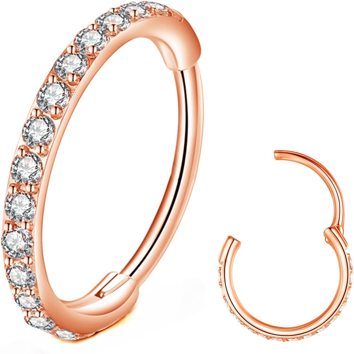 Clear CZ Nose Rings & Earrings - 316L Surgical Steel - Cartilage, Conch, Daith, Helix, Rook, Tragus, Lobe & Snug Body Piercing Jewelry - 20G, 18G - QIAO CrystalQIAO CrystalQIAO Crystal